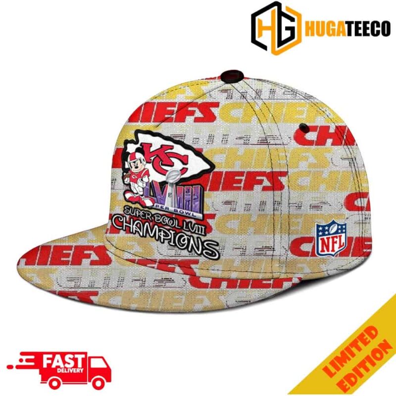 All Over Print Mickey Mouse x Kansas City Chiefs Super Bowl LVIII 2023-2024 Champions Hat-Cap Snapback