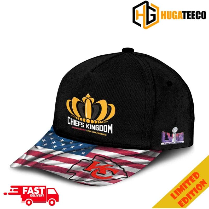 American Flag Style x Crown Logo Kansas City Chiefs Super Bowl LVIII 2023-2024 Champions Classic Hat-Cap Snapback