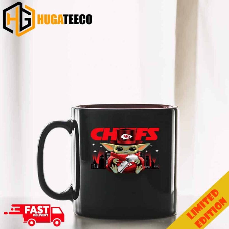 Baby Yoda Hug Super Bowl LVIII Season 2023-2024 Trophy Congratulations Kansas City Chiefs Is Champions Ceramic Coffee Mug