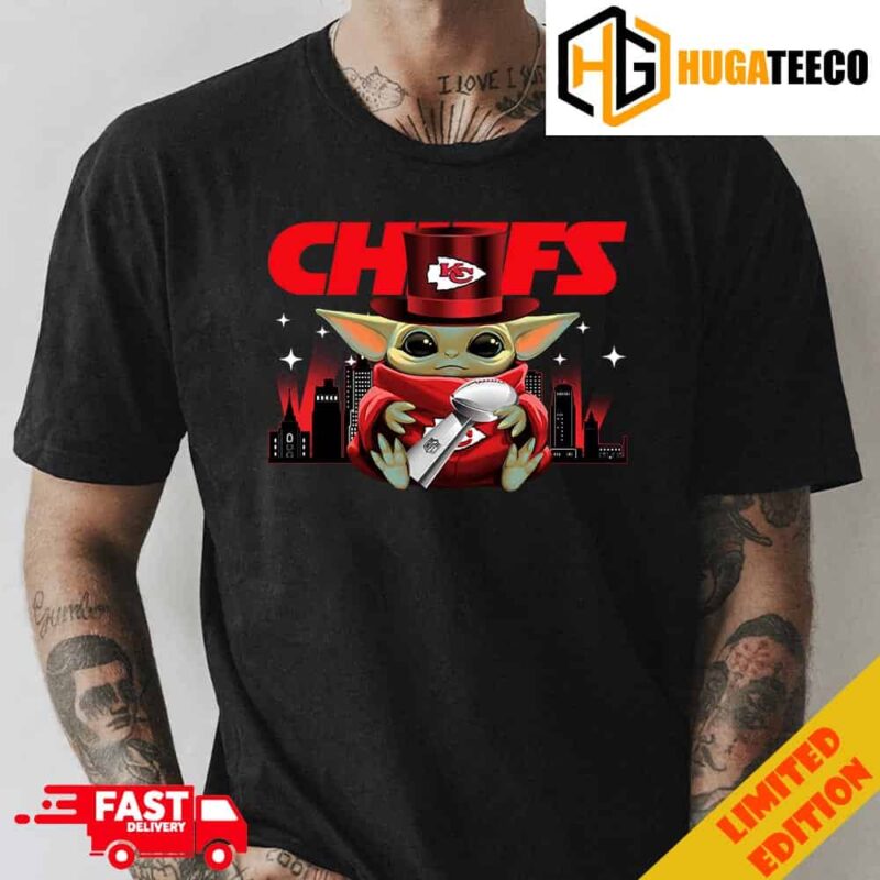 Baby Yoda Hug Super Bowl LVIII Season 2023-2024 Trophy Congratulations Kansas City Chiefs Is Champions T-Shirt