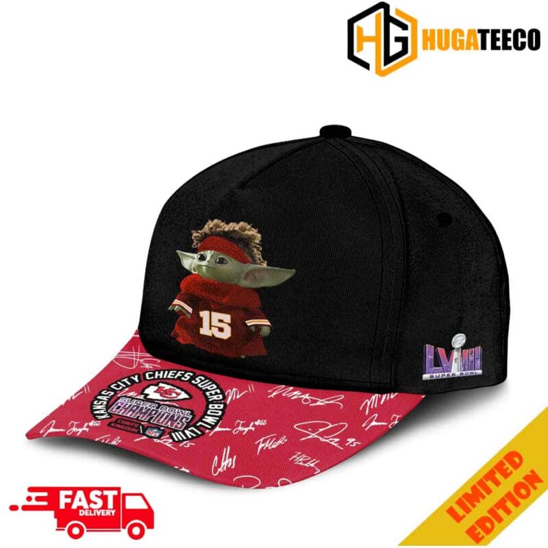 Baby Yoda as Patrick Mahomes And Super Bowl LVIII Season 2023-2024 NFL Playoffs Champions Hat-Cap Snapback