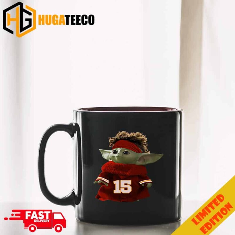Baby Yoda as Patrick Mahomes And Super Bowl LVIII Season 2023-2024 Trophy Congrats Champions NFL Playoffs Merchandise Coffee Ceramic Mug