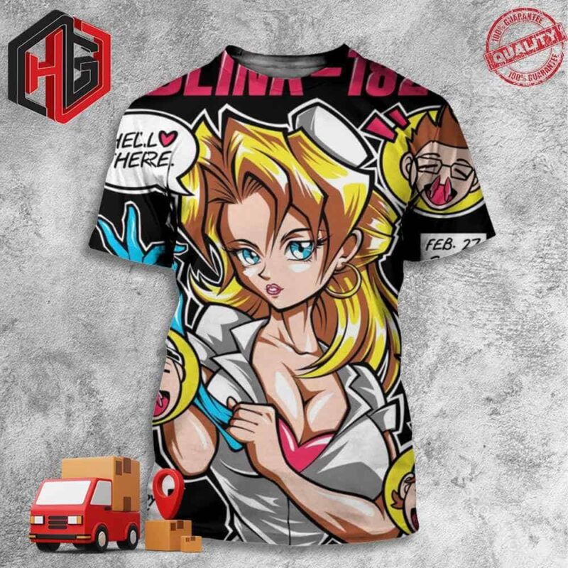 Blink-182 February 27 Sydney World Tour 2024 Crappy Punk Rock Anime Style At Rod Layer Arena 3D T-Shirt