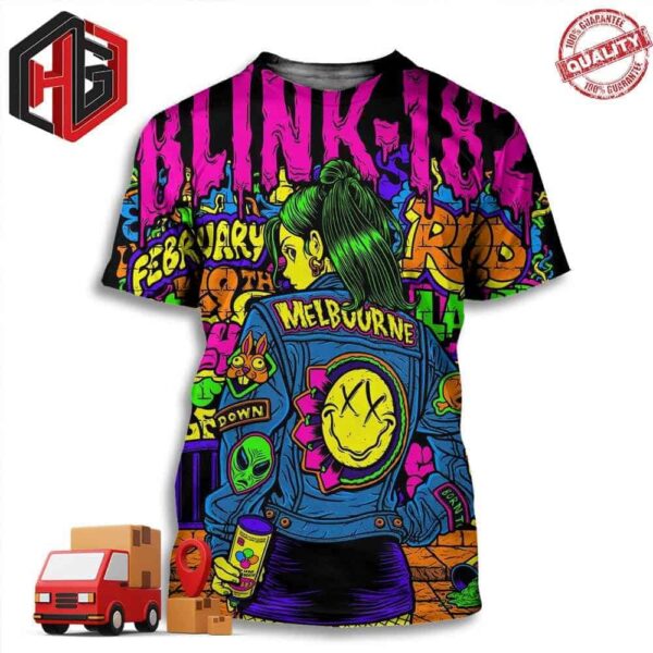 Blink-182 Show At Melbourne Rod Laver Arena February 29th 2024 3D T-Shirt