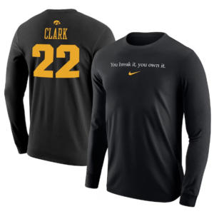 Caitlin Clark Iowa Hawkeyes Nike Unisex Record You Break It You Own It And Number Long Sleeve T-Shirt Black Color