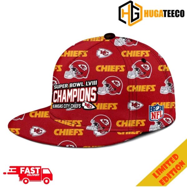 Chiefs Kingdom All Over Print Kansas City Chiefs Super Bowl LVIII 2023-2024 Champions NFL Playoffs Hat-Cap Snapback