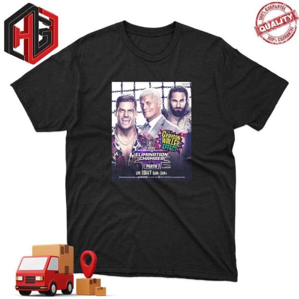 Cody Rhodes And World Heavyweight Champion Seth Rollins Join The Grayson Waller Effect At WWE Elimination Chamber Perth WWE Network T-Shirt