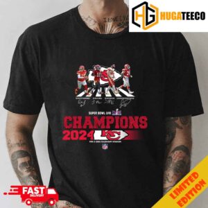 Congrats Kansas City Chiefs Are Super Bowl LVIII Champions NFL Playoffs Team Abbey Road To The Victory Signatures T-Shirt