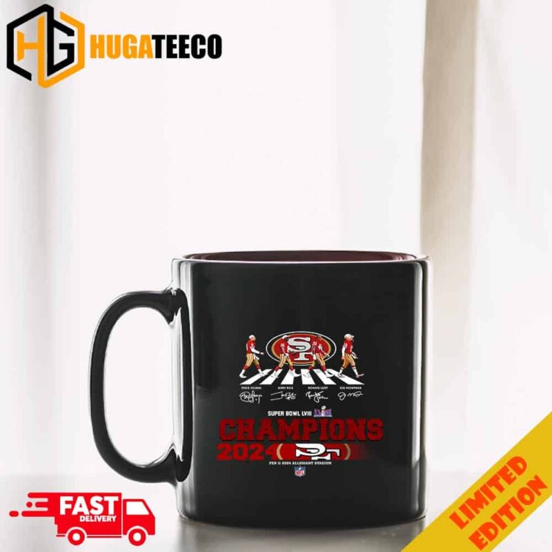 Congrats San Francisco 49ers Are Super Bowl LVIII Champions NFL Playoffs Team Abbey Road To The Victory Signatures Ceramic Mug