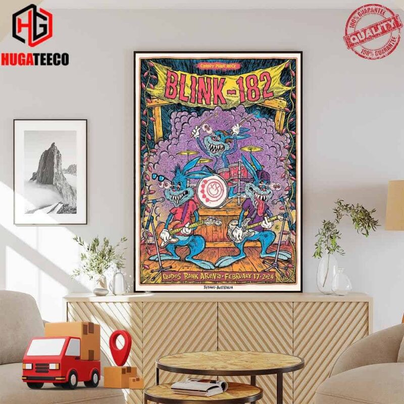 Crappy Punk Rock Blink-182 Qudos Bank Arena February 17 2024 Poster Canvas