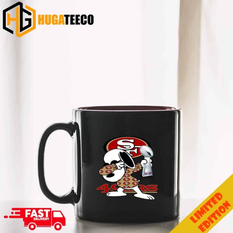 Dabbing Snoopy Hold Super Bowl LVIII 2023-2024 Champions Trophy Congrats San Francisco 49ers Coffee Ceramic Mug