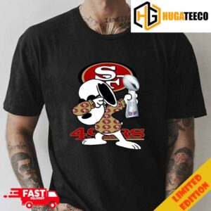 Dabbing Snoopy Hold Super Bowl LVIII 2023-2024 Champions Trophy Congrats San Francisco 49ers T-Shirt