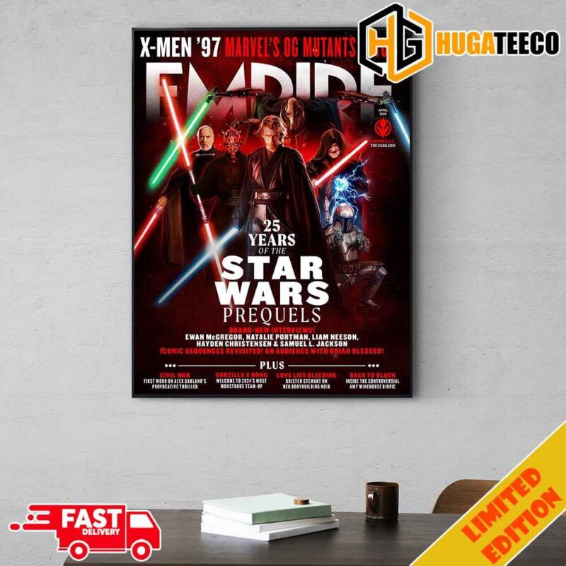 EMPIRE MAGAZINE Celebrates 25 Years Of The Star Wars Prequels Trilogy Hayden Christensen Ewan McGregor Natalie Portman Liam Neeson Samuel L Jackson Version 1 Home Decor Poster Canvas