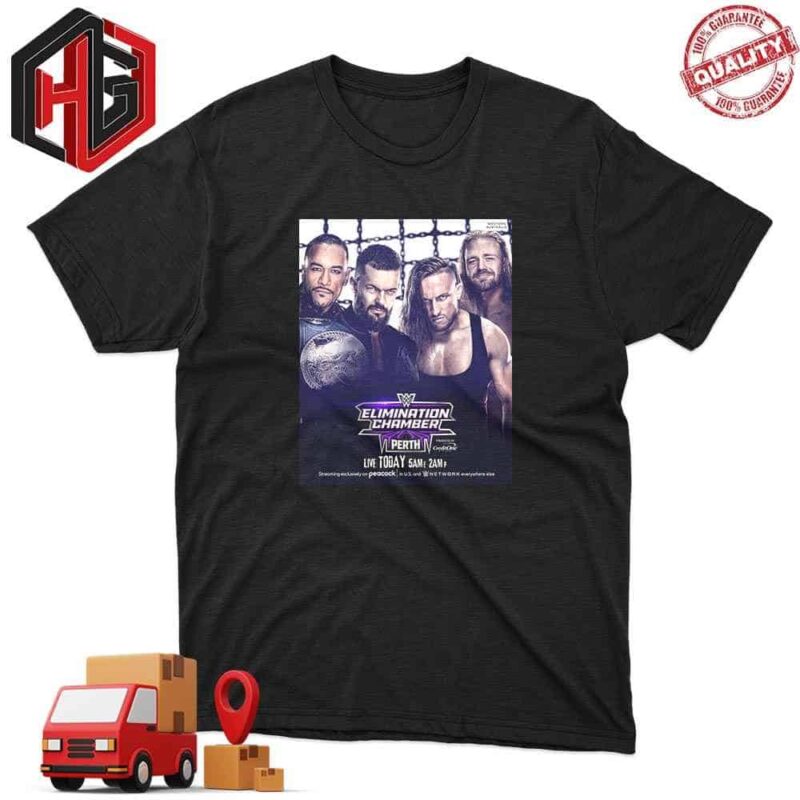 Finn Balor And Damian Priest Defend The Undisputed WWE Tag Team Titles Against The Bruiserweight Pete Dunne And Tyler Bate At WWE Elimination Chamber Perth T-Shirt Finn Balor And Damian Priest Defend The Undisputed WWE Tag Team Titles Against The Bruiserweight Pete Dunne And Tyler Bate At WWE Elimination Chamber Perth T-Shirt