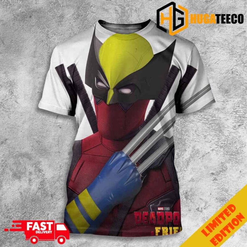 Funny Deadpool And Friend Deadpool 3 Poster Deadpool And Wolverine Marvel Studios 3D T-Shirt