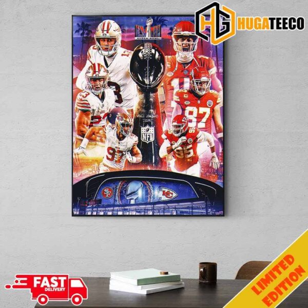 Happy Super Bowl LVIII Sunday Season 2023-2024 San Francisco 49ers vs Kansas City Chiefs 11 Feb At Allegiant Stadium Las Vegas Home Decor Poster Canvas