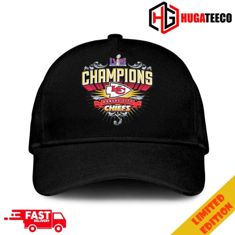 Kansas City Chiefs Champions Super Bowl LVIII 2023-2024 Logo Congratulations NFL Playoffs Merchandise Hat-Cap