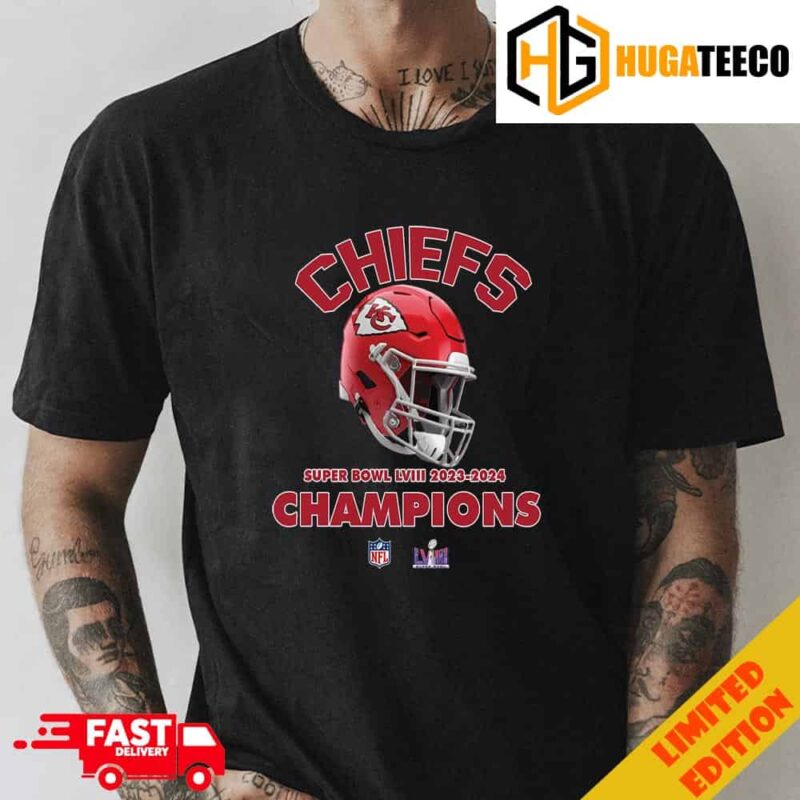 Kansas City Chiefs Helmet Congratulations Super Bowl LVIII 2023-2024 Champions NFL Playoffs Merchandise Fan Gifts T-Shirt