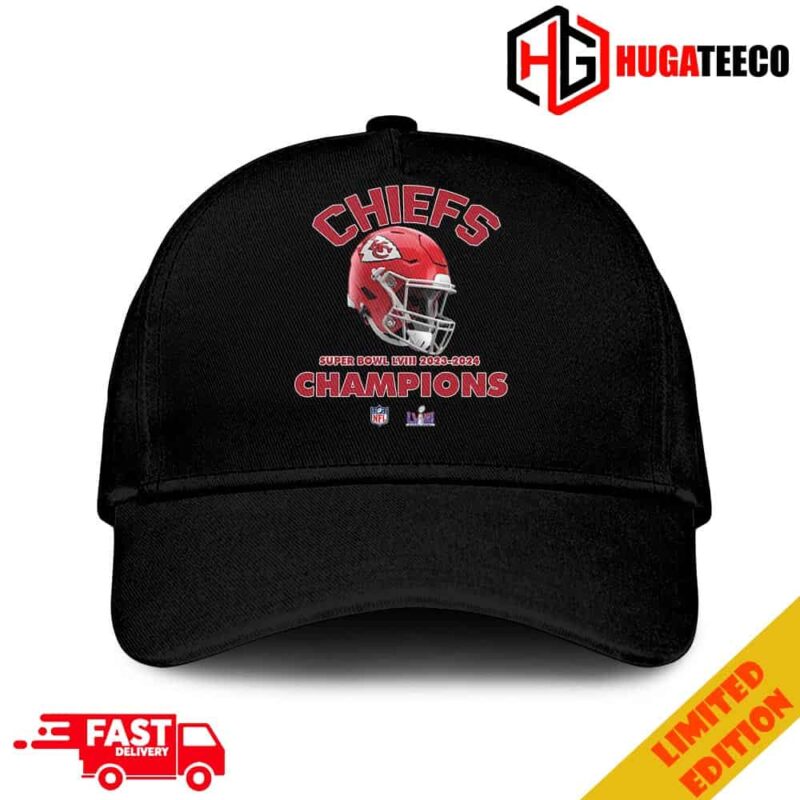 Kansas City Chiefs Helmet Congratulations Super Bowl LVIII 2023-2024 Champions NFL Playoffs Merchandise Hat-Cap