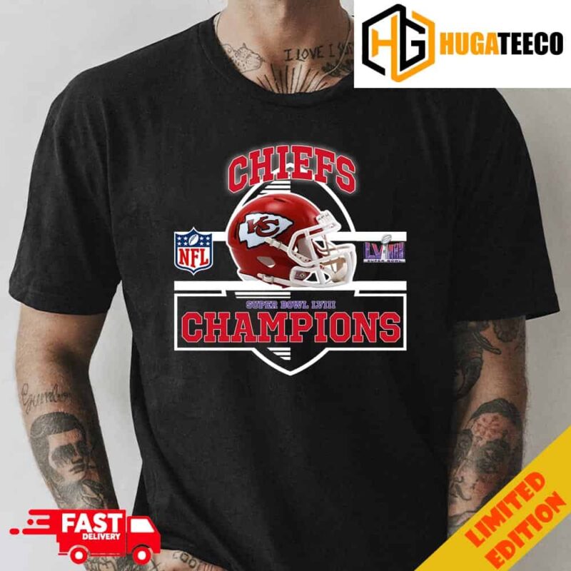 Kansas City Chiefs Helmet Congratulations Super Bowl LVIII Season 2023-2024 Champions NFL Playoffs T-Shirt