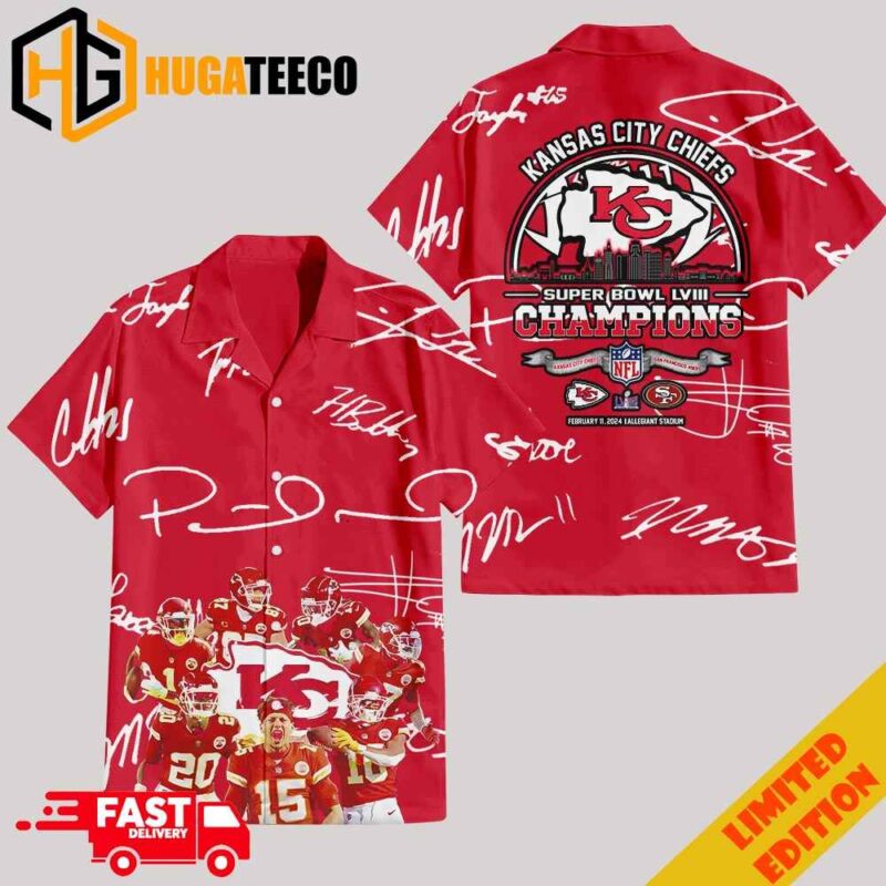 Kansas City Chiefs Super Bowl LVIII Champions 2023-2024 NFL Playoffs Team Members Summer Hawaiian Shirt
