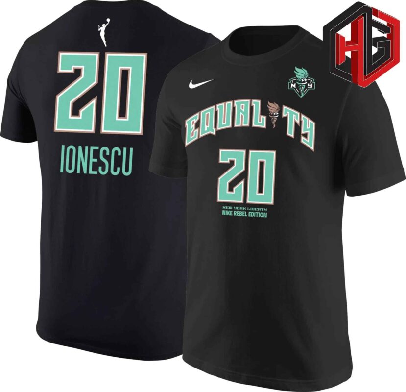 Sabrina Ionescu Number 20 New York Liberty x Nike Logo Two Sides T-Shirt
