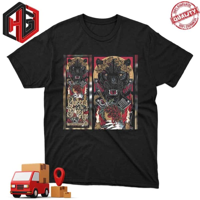 Queens Of The Stone Age Festival Torquay 2024 Painted By Rhys Cooper The Endls Nero QOTSA T-Shirt