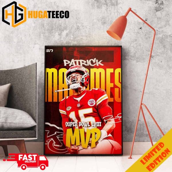 M-V-PAT Three Time Super Bowl MVP Patrick Mahomes Super Bowl LVIII Kansas City Chiefs Champions NFL Playoffs Poster Canvas