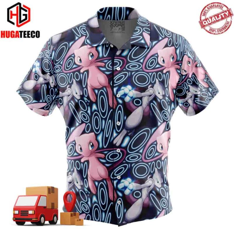Mew x Mewtwo Pokemon Button Up Hawaiian Shirt