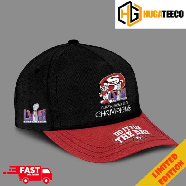 Mickey Mouse Celebrate San Francisco 49ers Super Bowl LVIII Champions NFL Football Do It For The Bay Classic Cap Hat Snapback Merchandise