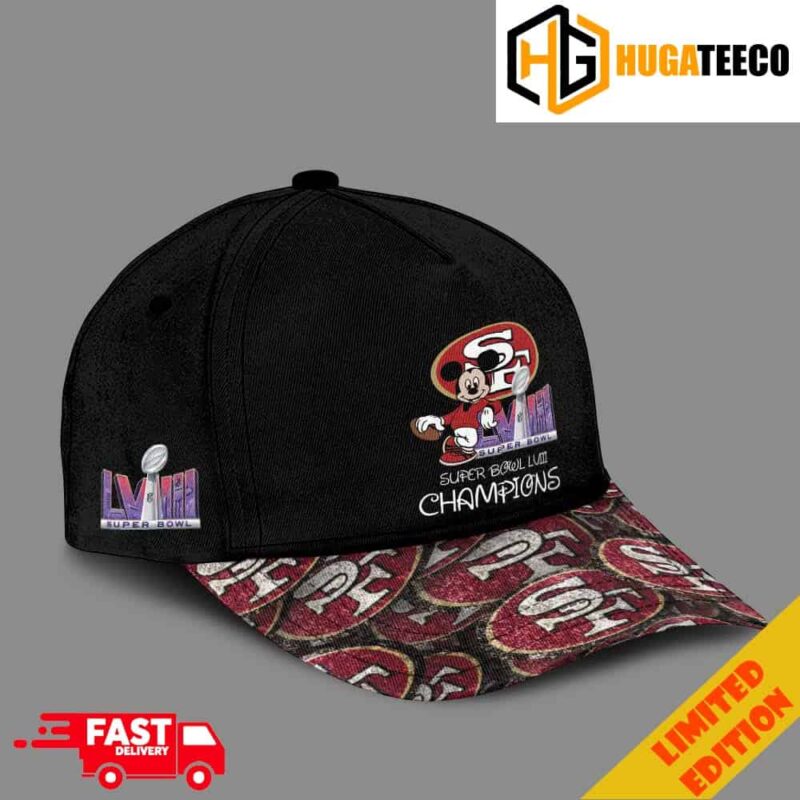 Mickey Mouse San Francisco 49ers Super Bowl LVIII Champions NFL Football Vintage Logo Pattern Unisex Cap Hat Snapback Merchandise