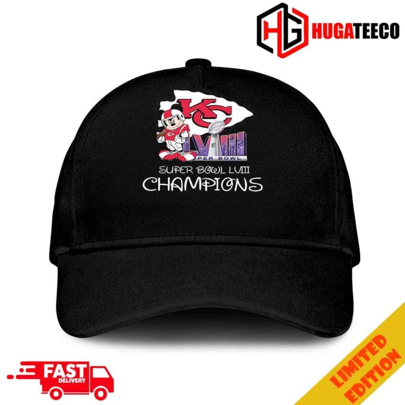 Mickey Mouse x Kansas City Chiefs Super Bowl LVIII Season 2023-2024 Champions NFL Playoffs Merchandise Hat-Cap