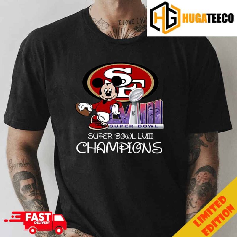 Mickey Mouse x San Francisco 49ers Super Bowl LVIII Season 2023-2024 Champions NFL Playoffs Merchandise T-Shirt