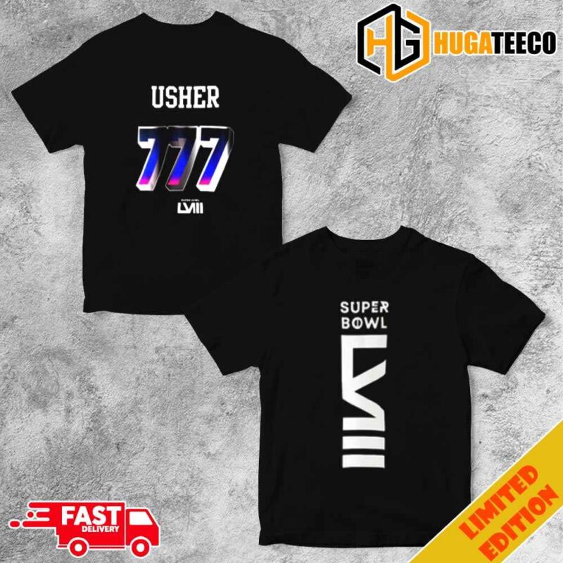 Mitchell And Ness Black Triple Seven Legacy Super Bowl LVIII 2024 Usher Raymond Two Sides T-Shirt