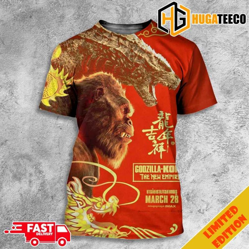 New International Poster For Godzilla x Kong A New Empire Lunar New Year 2024 Asia Poster 3D Limited T-Shirt