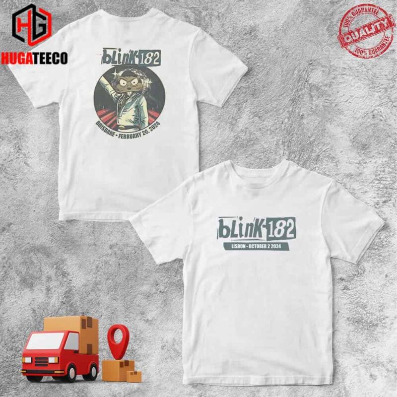 Official Tee Limited Edition Exclusive Merchandise Blink 182 Brisbane February 20 2024 Brisbane Entertainment Centre Sydney Word Tour 2024 Two Sides T-Shirt Hoodie Long Sleeve