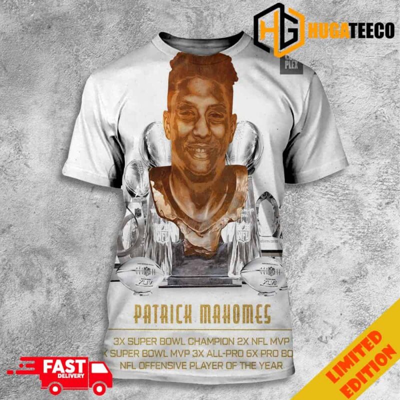 Patrick Mahomes All Title Congratulations MVP Of Kansas City Chiefs Super Bowl LVIII NFL Playoffs 2023-2024 3D T-Shirt