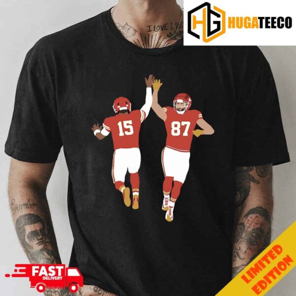 Patrick Mahomes And Travis Kelce Hand Slap Congratulations Kansas City Chiefs Is Champions Of Super Bowl LVIII 2023-2024 NFL Merchandise T-Shirt