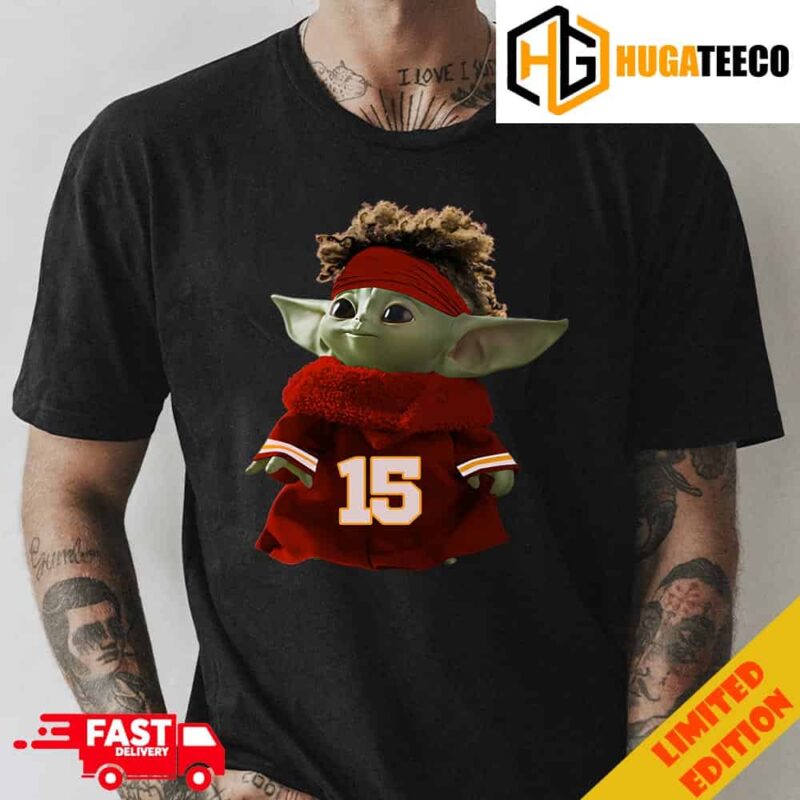 Patrick Mahomes x Baby Yoda Collab Kansas City Chiefs Super Bowl LVIII 2023-2024 NFL Playoffs Champions Merchandise T-Shirt