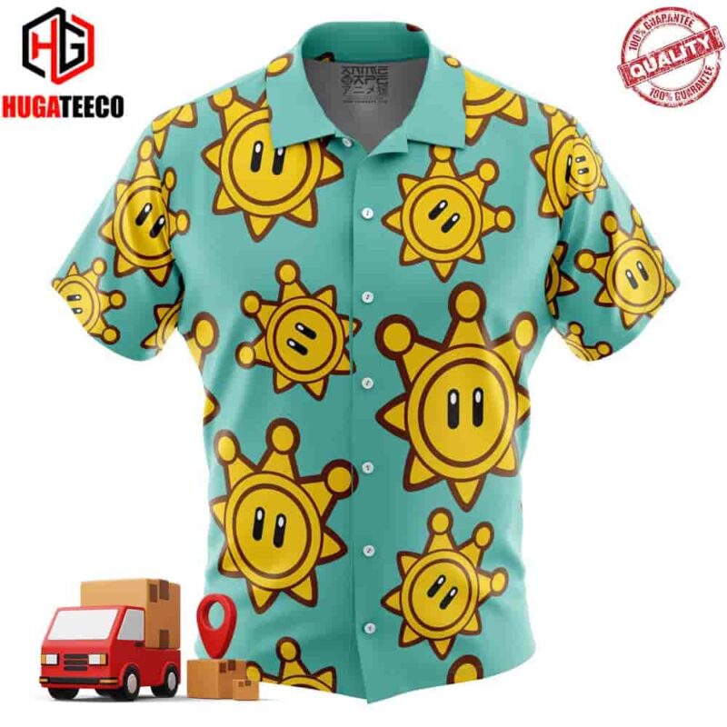 Shine Sprite Super Mario Sunshine Button Up Hawaiian Shirt