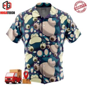 Snorlax Pokemon Button Up Hawaiian Shirt