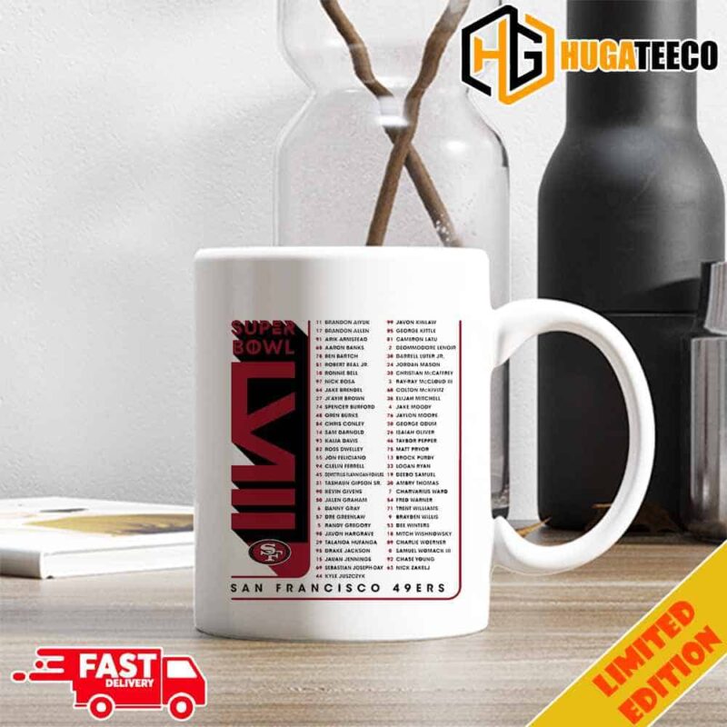 Super Bowl LVIII Champions Is San Francisco 49ers Team Name Members NFL Playoffs 2023-2024 Coffee Ceramic Mug