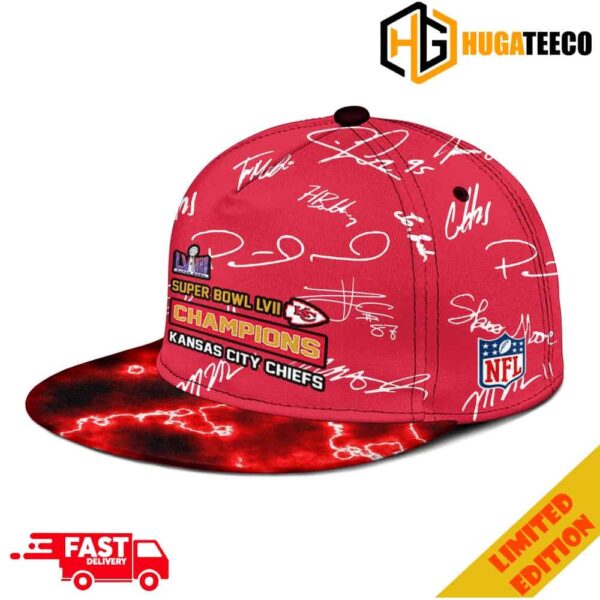 Super Bowl LVIII Season 2023-2024 Kansas City Chiefs Champions Team Members Signatures Hat-Cap Snapback