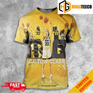 The Big Ten’s All-Time Leading Scorer Caitlin Clark Number 22 x Big Ten Women’s Basketball GO Hawkeyes 3D Merchandise T-Shirt