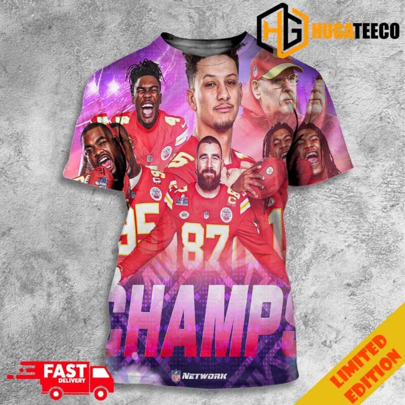 The Kansas City Chiefs Go Back To Back Congratulations Super Bowl LVIII 2023-2024 Champions NFL Playoffs 3D T-Shirt