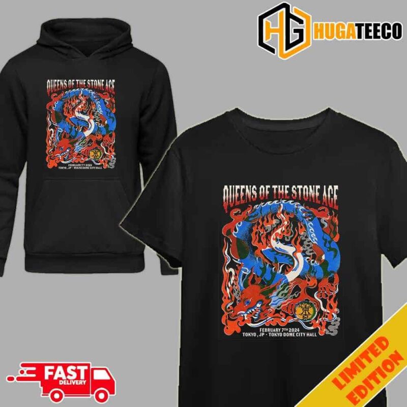 Tokyo Tonight February 7th 2024 At Tokyo Dome City Hall Queens Of The Stone Age By Natsuki Tawtatari The End Is Nero T-Shirt Hoodie