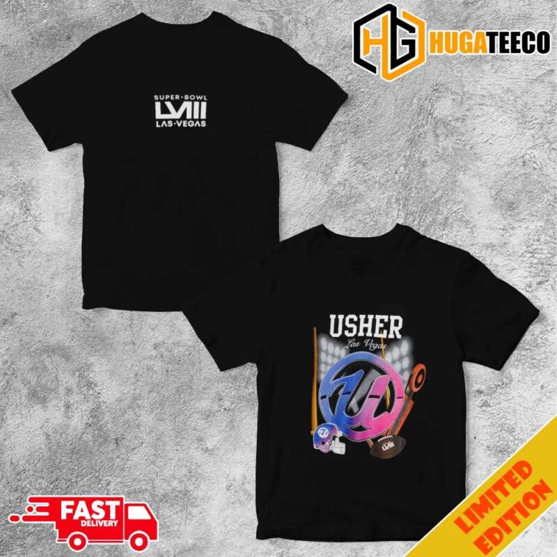 Usher Super Bowl LVIII Collection Mitchell And Ness 2024 Limited Edition Las Vegas Usher Raymond Two Sides T-Shirt