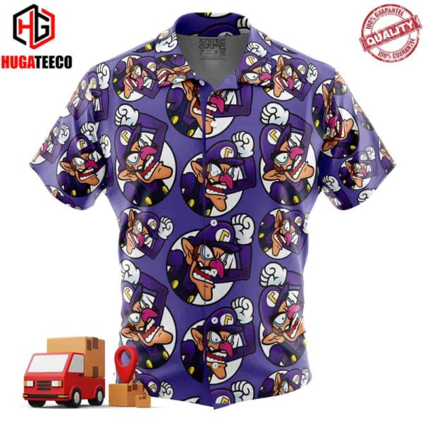 Waluigi Super Mario Button Up Hawaiian Shirt