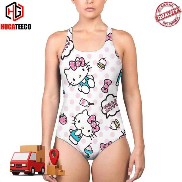 White Background Hello Kitty Cute Swimsuit Summer Collections 2024