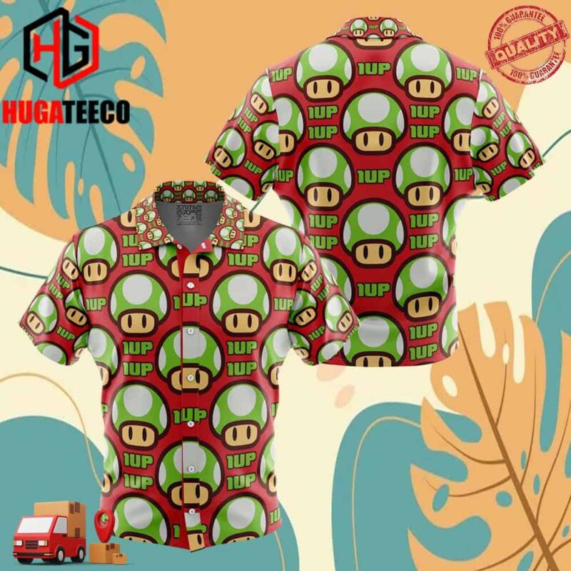 1up Mushroom Super Mario Hawaiian Shirt For Men And Women Summer Collections